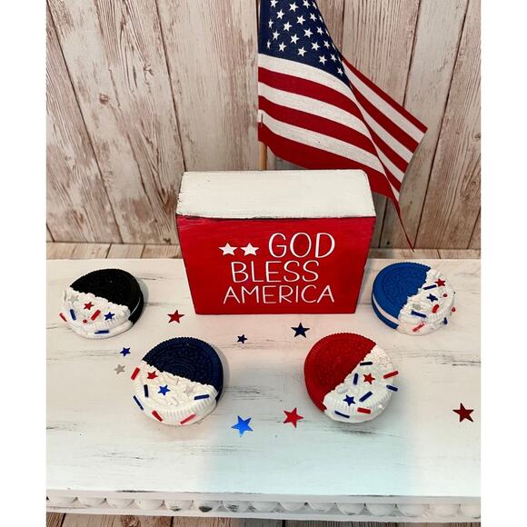 Sets of 4 Fake   cookies| Faux cookies | False  cookies patriotic - Picture 9 of 10